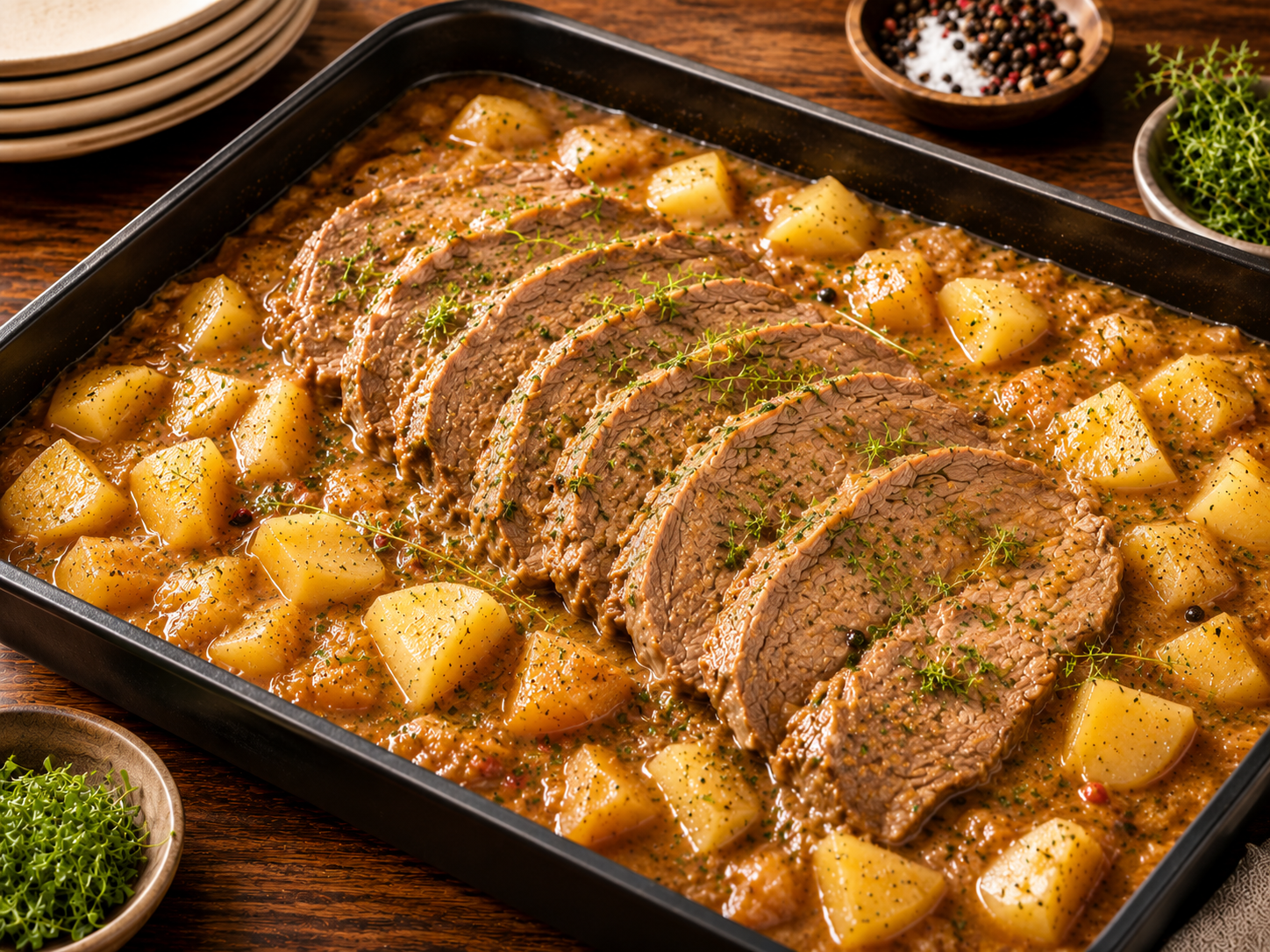 Arrosto di Vitello con patate – STORIA Catering München