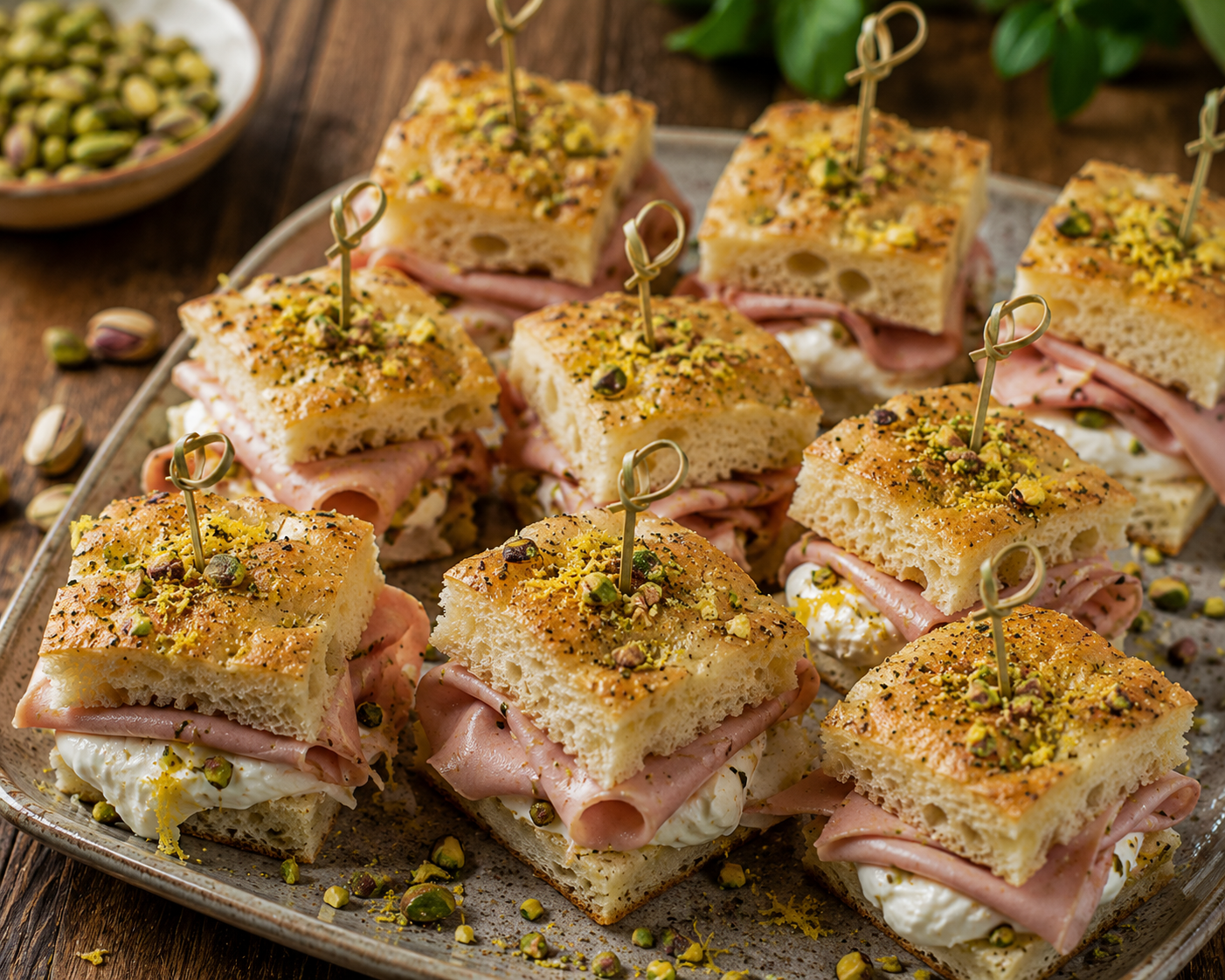 Focaccina Mortadella & Pistacchio – STORIA Catering München